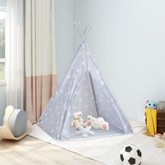 INGSHOP© Tente tipi pour enfants avec sac Polyester Gris 115x115x160 cm