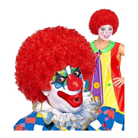 Perruque Afro Volumineuse Rouge – Cheveux Bouclés – Accessoire Déguisement Carnaval, Disco, Années 70 – Homme/Femme – Réutilisable
