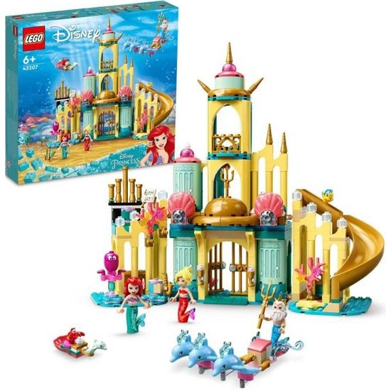 LEGO® 43207 Disney Le Palais Sous-Marin D’Ariel, Ensemble à Construire Château de Princesse, Avec Mini Poupée La Petite Sirène