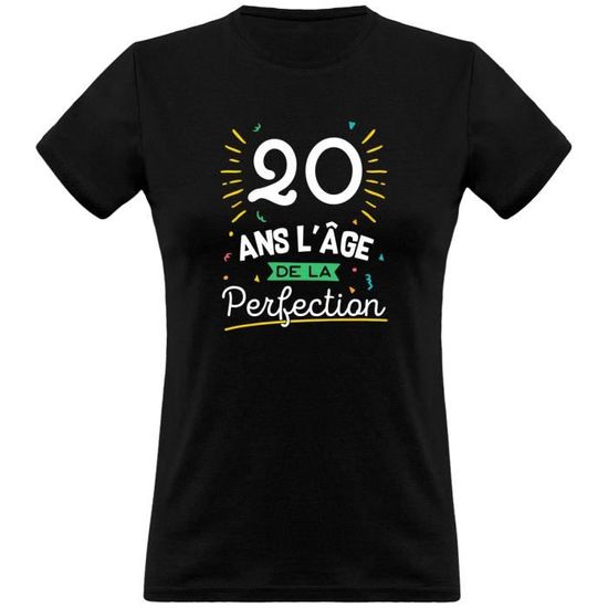 Ans La Perfection T Shirt Femme Humour Anniversaire Cadeau Imprime En France Black Cdiscount Pret A Porter