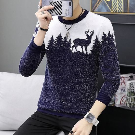 Coofandy Pull Col Rond Homme Coupe Ajustée - Pull Tricoté Léger Chaud Automne Hiver