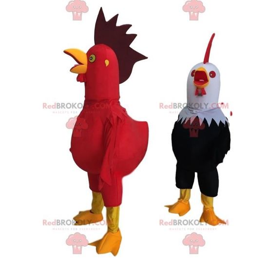2 déguisements de coqs géants et colorés, costume de la ferme Costume