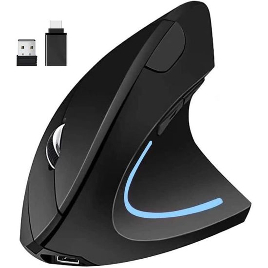 Souris Ergonomique Sans Fil TECKNET - Souris Verticale Rechargeable - Contrôle Du Volume - 3 Connexions (BT5.0, BT3.0, 2.4G) - 4000 DPI