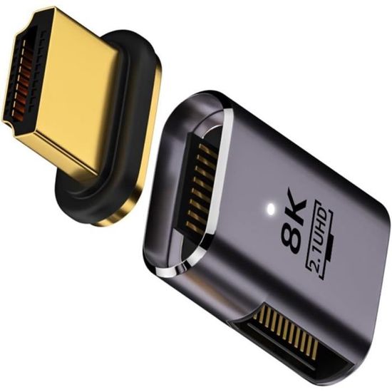 Chenyang Connecteur Magnétique HDMI 2.1 90 Degrés - Adaptateur 8K 4K 48Gbit/s Côté Gauche