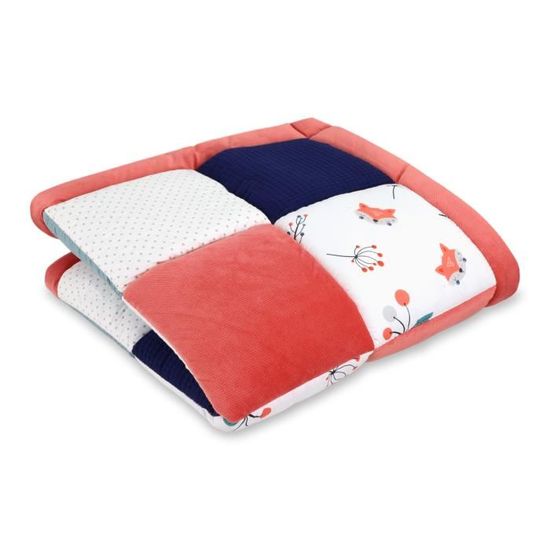 Tapis parc bebe patchwork 120x120 cm - tapis D'éveil couverture bébé  naissance matelas Coton avec velours et piqué gaufré Hiboux