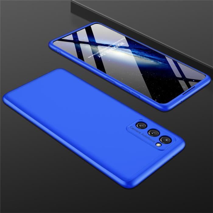 Coque Samsung Galaxy S20 FE, Verre Trempé Protection d'écran Film 3 En 1 Protection à 360 Degrés Ultra-fin, Bleu