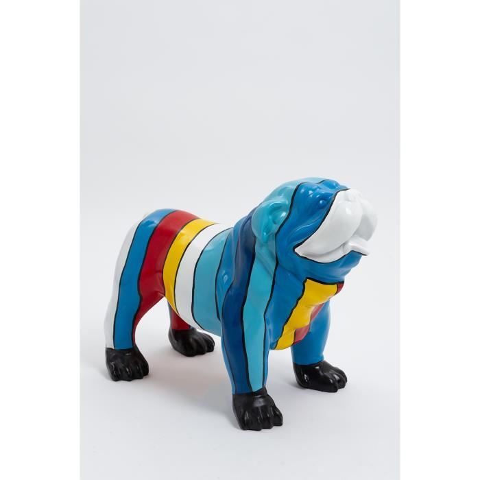 Statue chien bouledogue anglais debout taille S - LONDRES - 60cm - sculpture résine animal design deco decoration