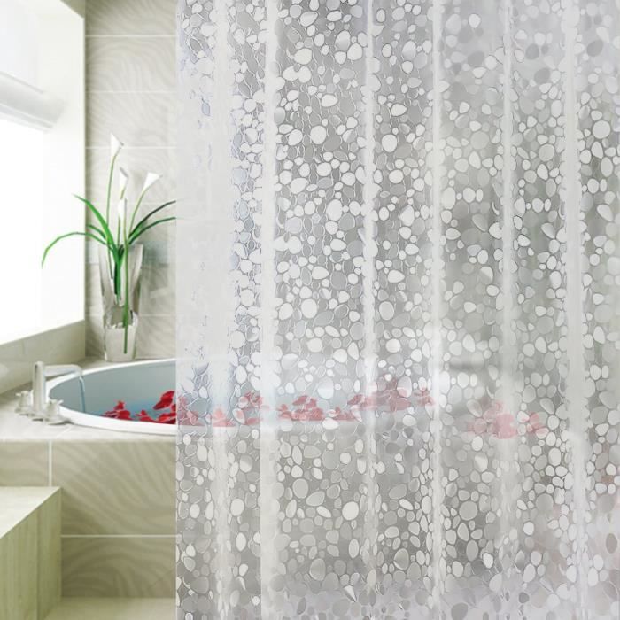 Jupitte Rideau de Douche EVA Semi Imperméable et Anti-moisissure, Sans PVC, sans crochets, 180x200CM