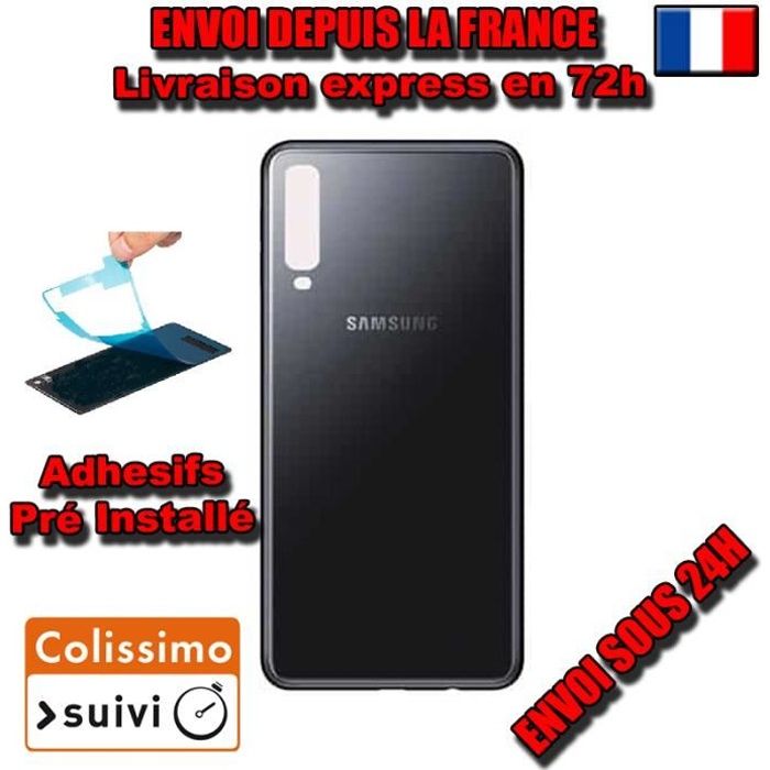 VITRE ARRIERE SUR CHASSIS Samsung Galaxy A7 2018 A750 NOIR VITRE AR