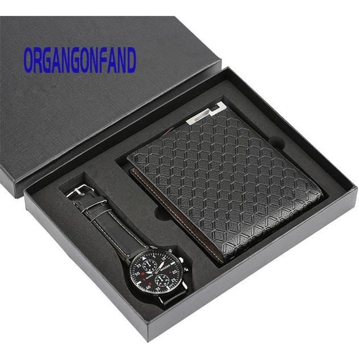 Coffret cadeau pour homme joliment emballés - Montre+ portefeuille-ensemble de Ensemble combinaison créative pour affaires