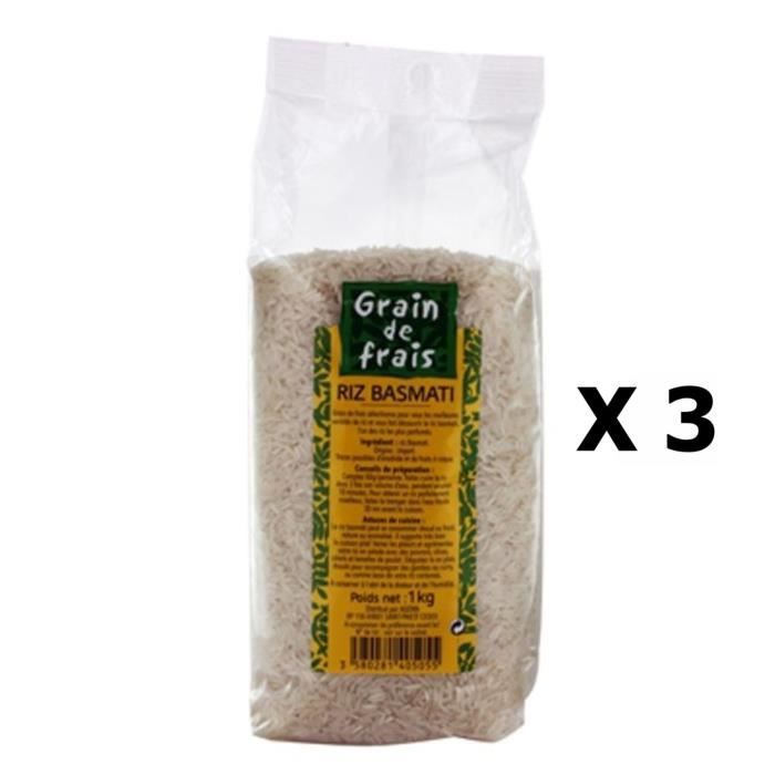 Lot 3x Riz Basmati - Grain de Frais - paquet 1kg