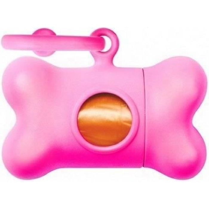 Distributeur de Sacs Rose Ramasse Crottes Déjection Canine Chien Promenade Hygiène