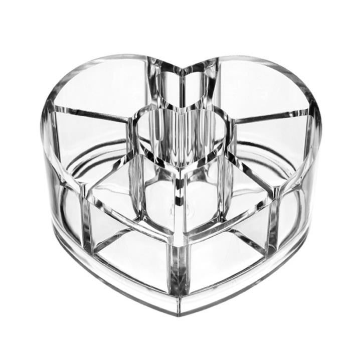 1pc boîte de maquillage compacte en forme de coeur Transparent belle de rangement organisateur pour MAKEUP BOX