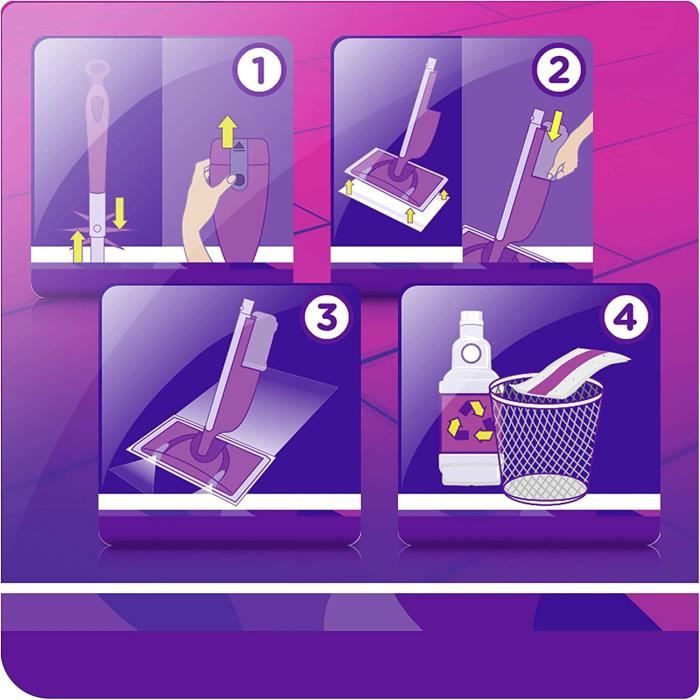 Swiffer WetJet Kit Complet Balai + 5 Lingettes + 1 Nettoyant Liquide + 4 Piles,222