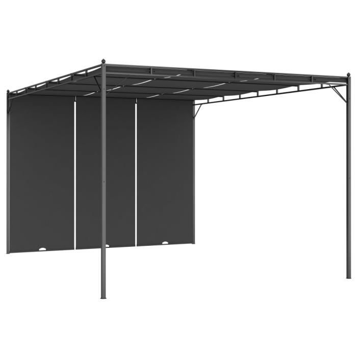 Tonnelle de jardin - Belvédère de jardin Tonnelle Barnum avec rideau latéral 4x3x2,25 m Anthracite