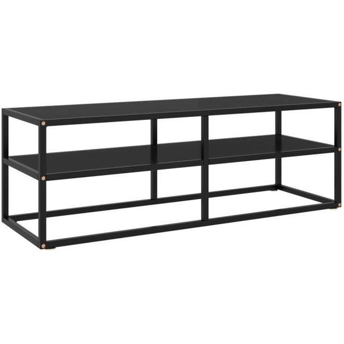 CHIC Meuble TV noir Meuble de télévision moderne Meuble HiFi avec verre noir Meuble de télévision moderne Meuble HiFi 120x40x40 cm 3
