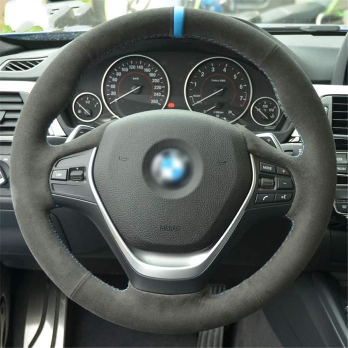 VOLANT LUOERPI Couvre Volant en Alcantara Noir Cousu agrave la Main pour BMW 316i 320i 328i 320d F20 F45 F30 F31 F34 F32 F33205