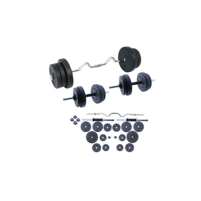 Set d'haltères 60 kg, ensemble d'haltères 60 KG AVEC UNE BARRE ET DES HALTÈR :KIT DE MUSCULATION