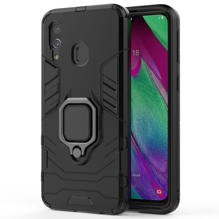 Coque Samsung Galaxy A40, Armure Support Anneau Silicone Robuste Dur Élégante Légère Ultra-fin Anti-Rayure, Noir