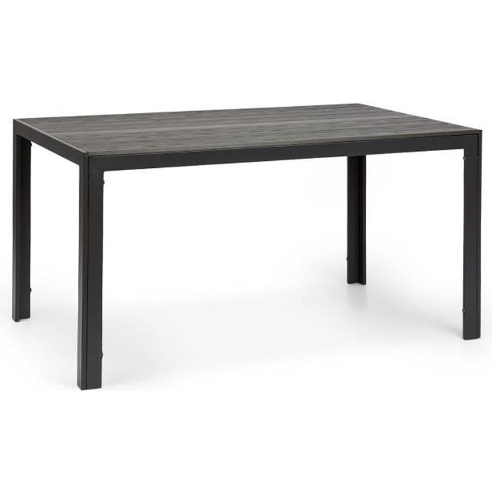 Blumfeldt Bilbao Table de jardin rectangulaire 6 places - plateau en polywood 150 x 90 cm - imitation bois - aluminium anthracite