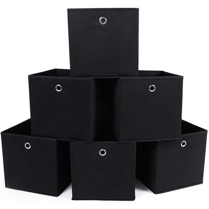 ChangM Lot de 6 Boîtes Tiroirs en Tissu Cube de Rangement Pliable Coffre pour Linge, Jouets, Vêtement 31 x 31 x 31 cm