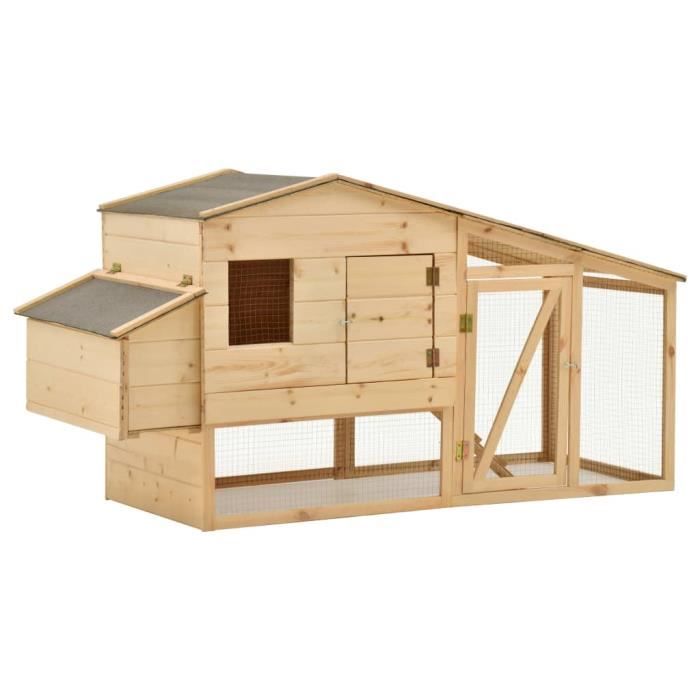 Duokon Poulailler Bois de pin massif 178x67x92 cm-FAS
