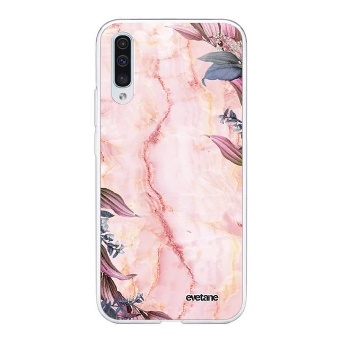 Coque Samsung Galaxy A70 360 intégrale transparente Marbre Fleurs Ecriture Tendance Design Evetane.