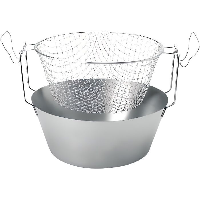 ARTAME Friteuse avec panier en inox - Fond thermique - Ø 20 cm - Gris