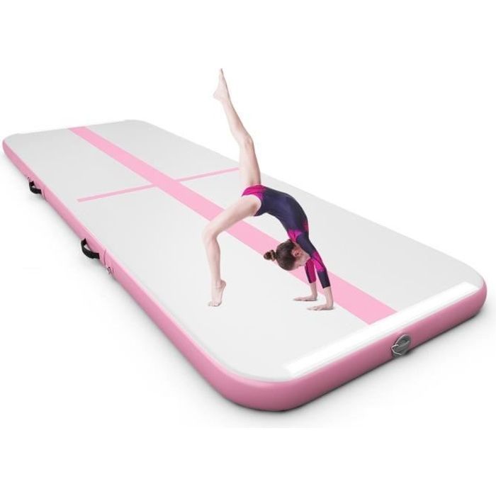 GIANTEX Tapis de Gymnastique Gonflable 3M avec Pompe de Gonflage Électrique, Matelas Gonflable pour Tumbling/Yoga/Taekwondoe/Gym