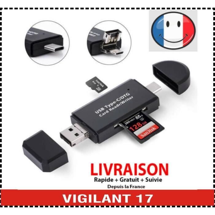 5 en 1 Lecteur de carte mémoire type C / USB / micro USB SD TF OTG adaptateur