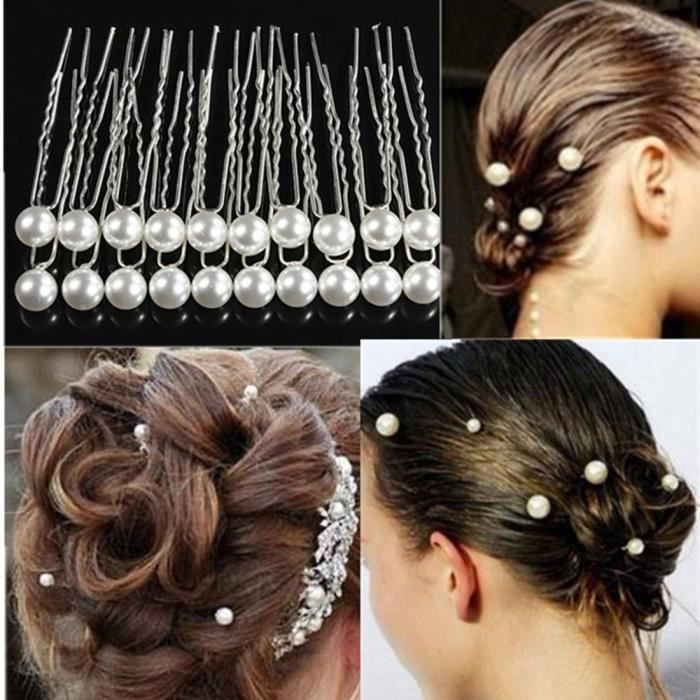 20PCS Mariage Femme Clip Pince Pic Barrette epingle a Cheveux Bijoux Perle Nacre
