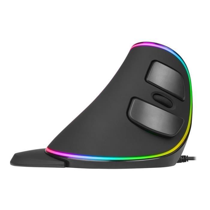 Delux M618 Plus RGB Souris Verticale IntelliSense Breathing Light Ordinateur Filaire Souris Ergonomique USB 4000 DPI Souris, Noir