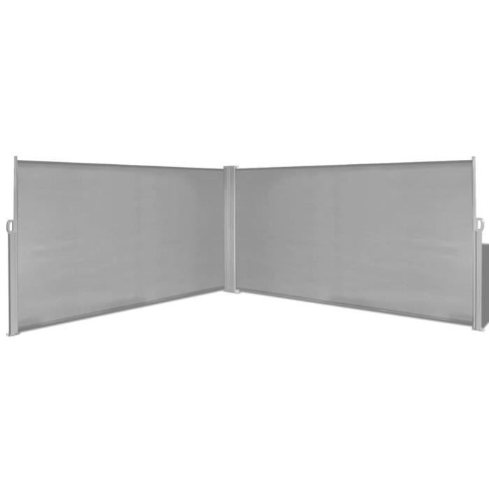 Auvent Parasols Voiles d'ombrage latéral rétractable gris de 160x600 cm
