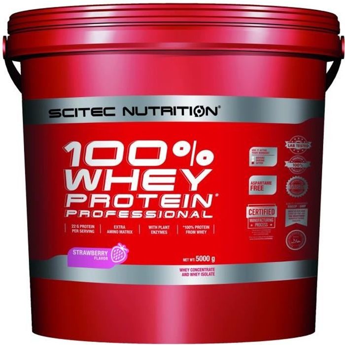 PROTEINES - 100 % WHEY PROTEIN PROFESSIONAL SCITEC NUTRITION - Fraise - 5kg