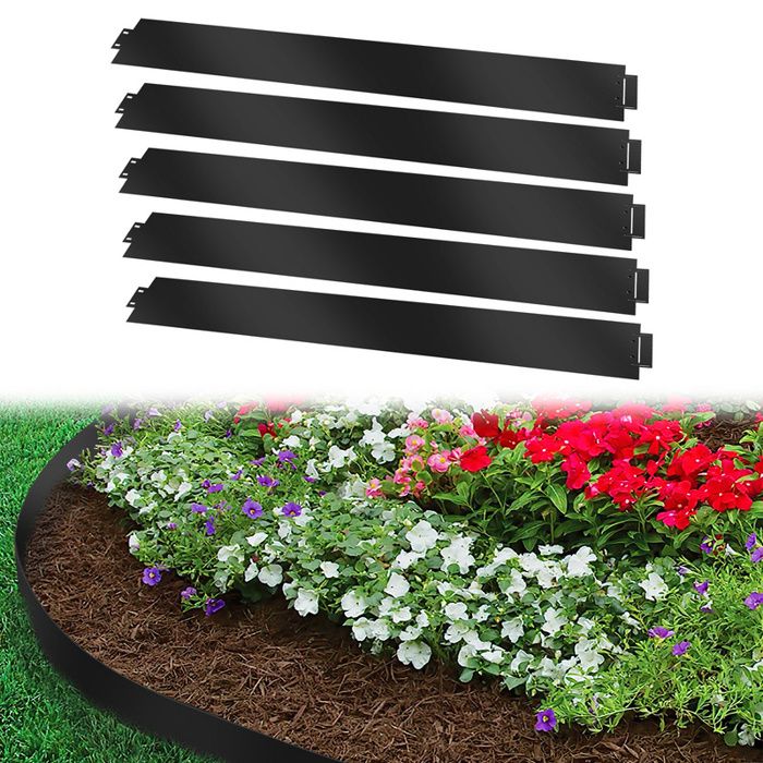 20 Bordures De Jardin En Plastique Imitation Pierre - Longueur Totale 2,5 M - Gris - Faciles à Installer - Pour Pelouse Et Massifs