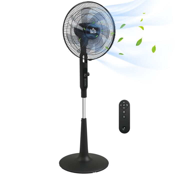 Ventilateur sur pied HOMCOM Ø 42cm 40W 3 modes 28 vitesses fonction anti-moustique hauteur réglable oscillant 75° noir - Hom