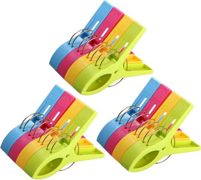 Lot de 12 grandes pinces à linge coupe-vent grandes pinces à linge pinces à serviettes durables pour serviette de plage/essuie-ma
