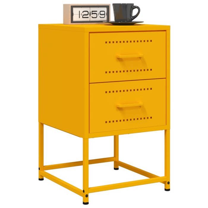 vidaXL Tables de chevet 2 pcs jaune moutarde 36x39x60 5 cm acier armoire armoire latérale support de téléphone table de 846465