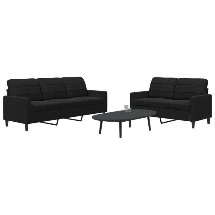 vidaXL Ensemble de canapés 2 pcs avec coussins Noir Velours canapé siège de canapé canapé relax canapé confort chaise 3278396