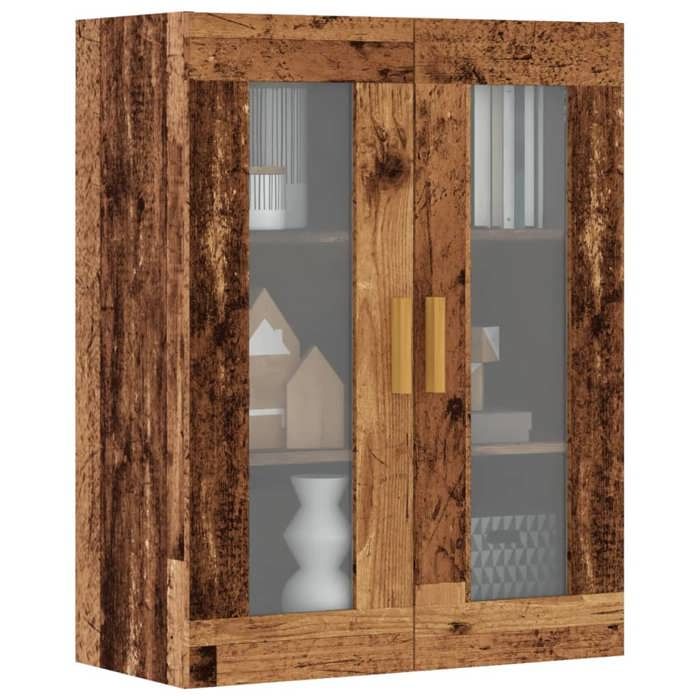 vidaXL Armoire murale suspendue vieux bois 695x34x90 cm armoire suspendue armoire dexposition murale armoire en verre 857043