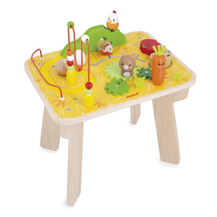 Table déveil - Janod - Ferme - 7 activités - Bois - 12 mois et plus