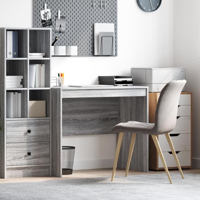 Moderne Table de travail Bureau décriture gris gris sonoma bois dingénierie @FR(756568)