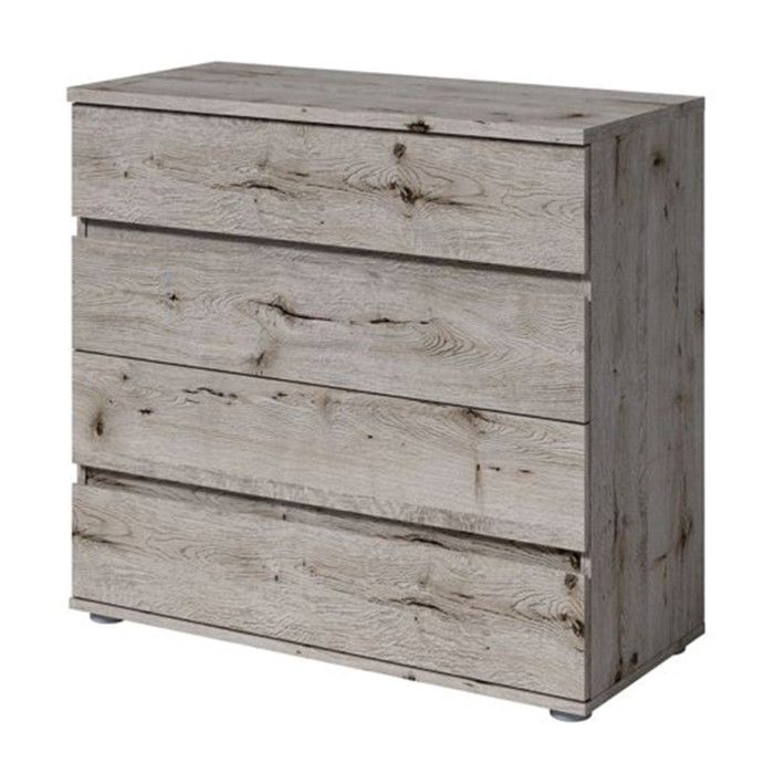 Commode VELTIS 4 tiroirs – L92 x H85 cm – Rangement moderne coloris chêne Wellington Commode VELTIS 4 tiroirs – L92 x H85 cm – Rangement moderne coloris chêne Wellington
