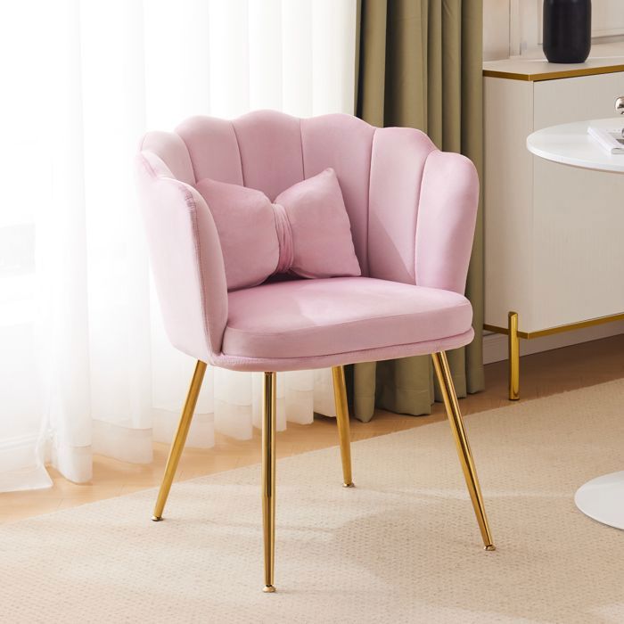 Chaises en Velours - Velours Rose - Pieds Métal Doré Chaises en Velours - Velours Rose - Pieds Métal Doré