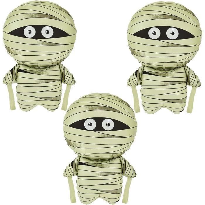 Kit Décoration Momie Halloween - Lot De 5, Avec Mousse Autocollante, Raphia, Yeux Mobiles - Pour Enfants - 11