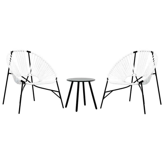 NEW 2025 Lot de 3 Fauteuil de jardin - GKO - Anti-UV - noir et blanc résine tressée - size:77x685x82 cm @@4222