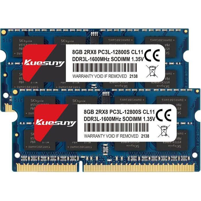 16Go DDR3L 1600MHz PC3L-12800 204-PIN SODIMM M&Eacute;MOIRE RAM POUR