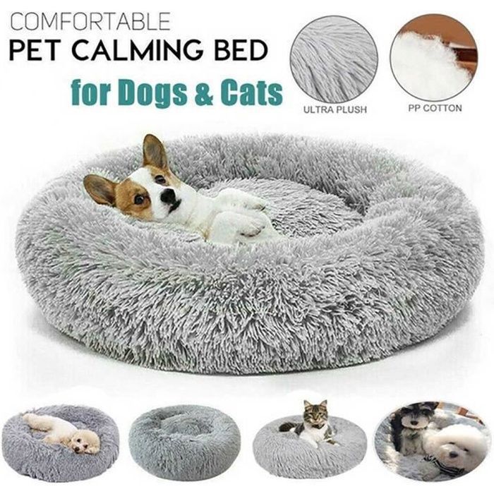 Comparer les prix de Panier pour chat et chien - Keeper - 80cm - Gris clair - Peluche - Anti-moisissure