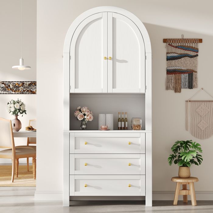 Armoire de rangement haute en arc avec tiroirs et portes porte de rangement haute en arc indépendante pour la cuisine et le salon