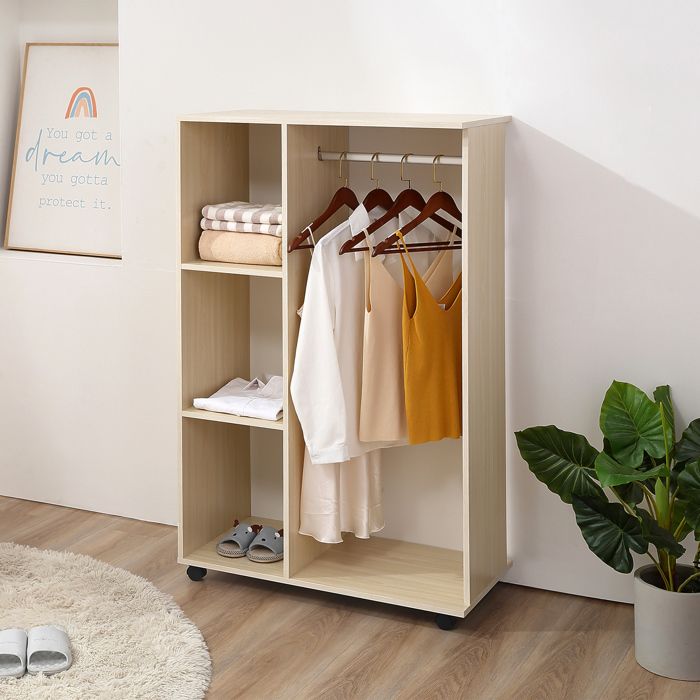 Armoire penderie armoire de rangement mobile panneaux de particules coloris chêne clair